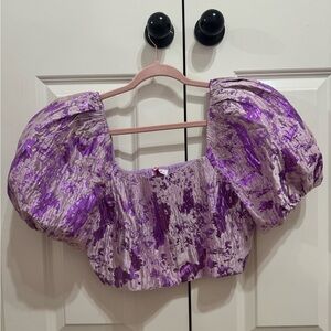 NWT BUDDY LOVE!!! Purple cropped puff sleeve top perfect for gameday!!!